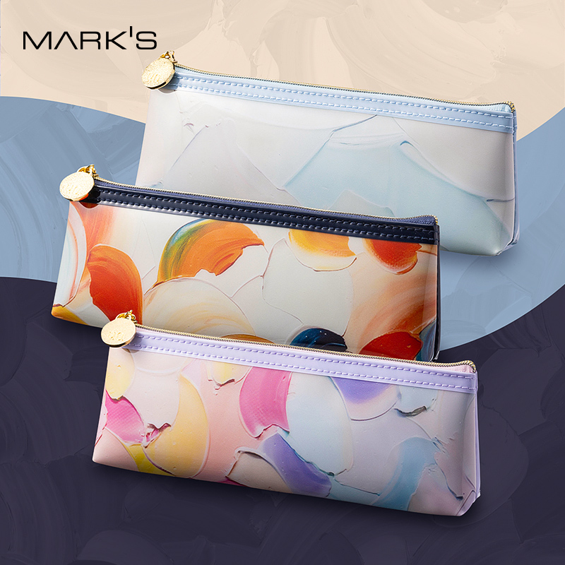 日本MARK'S冈村芳树艺术家联名款抽象画主题印花PVC材质拉链文具整理收纳包笔袋时尚创意学生文艺青年设计师