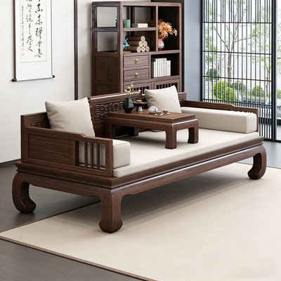 多尺寸乌金木实木罗汉床