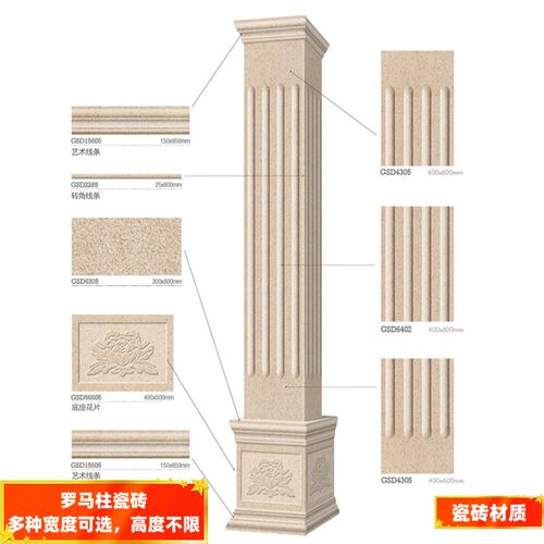 罗马柱瓷砖柱子 仿大理石乡村别墅门柱大门柱子围墙外墙砖窗套线