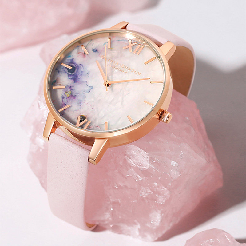 OliviaBurton粉晶宝石手表女款小众轻奢时尚潮流女士腕表