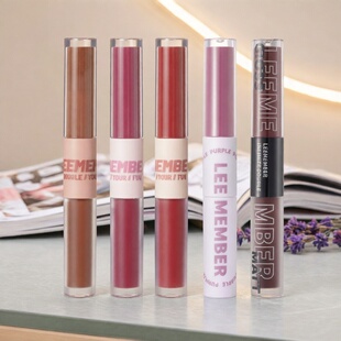 LEEMEMBER/荔萌双头唇釉哑光唇泥唇蜜水光唇釉唇部打底裸色口红