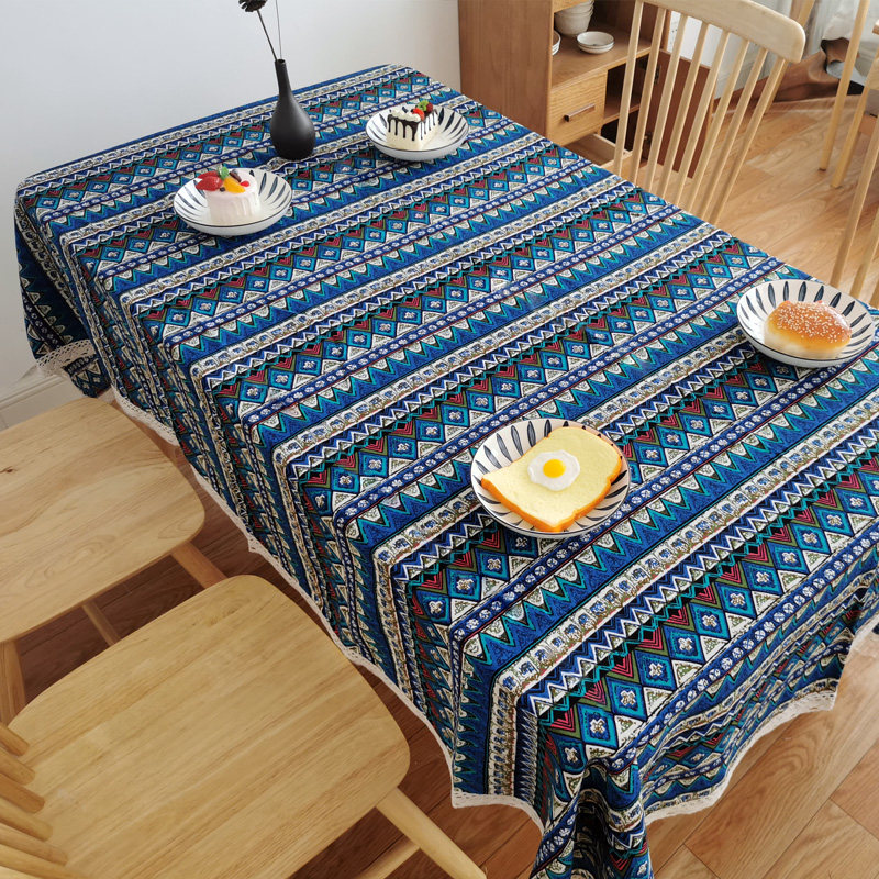 欧式田园风格桌布棉麻复古餐厅东南亚民族风布美术画室布艺茶几布