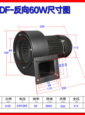 新品DF-4A/6A  型低噪声多翼式离心鼓风机60W 370W 380V 反向包邮