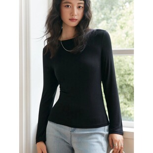 软糯舒适T恤百搭长袖 2025早秋新款 上衣 女 奥地利天丝羊毛打底衫
