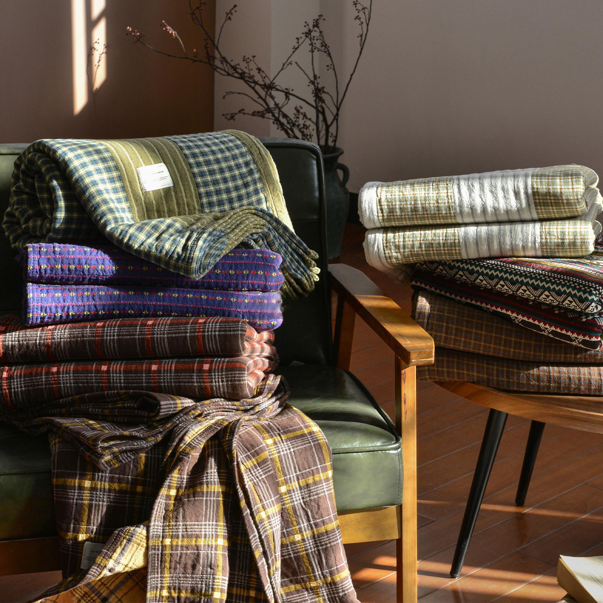 日式条纹纱布盖毯四季通用夏凉被