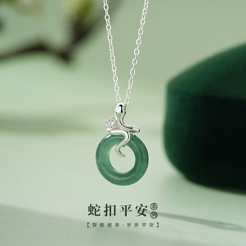 原创乾佳S925纯银灵蛇环绕项链巳蛇本命年吉祥平安国风锁骨链代发