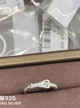 轻奢纯银s925个性设计款皮带窄版排指轻奢百搭叠戴满圈钻闪钻