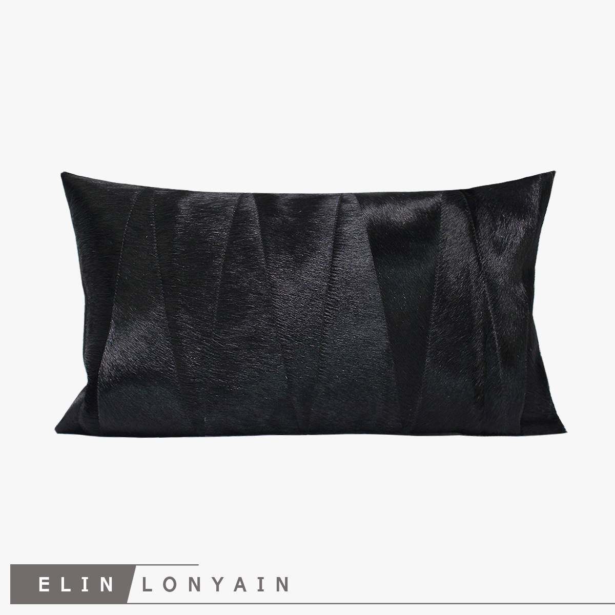 纯黑色渐变马毛拼接靠垫抱枕港式轻奢样板房沙发腰枕套在类目 居家布艺, 靠垫/抱枕中 - 来自Buy2taobao.com提供专业的淘宝代购服务