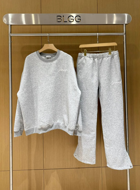 Askyurself纯色刺绣小标圆领卫衣ASK潮流宽松高街套头休闲裤套装