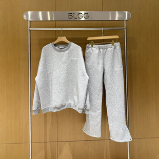 Askyurself纯色刺绣小标圆领卫衣ASK潮流宽松高街套头休闲裤套装