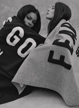 FOG6TH第六季重磅黑色灰色大LOGO毛毯披风披