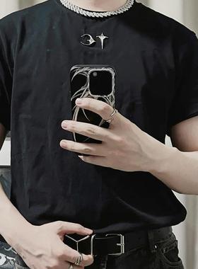 小众潮牌Thug Club金属logo标志高街复古水洗做旧宽松百搭短袖T恤