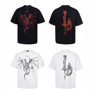 Thug Club星月铆钉重磅龙骨印花短袖高街美式休闲情侣流行潮牌T恤