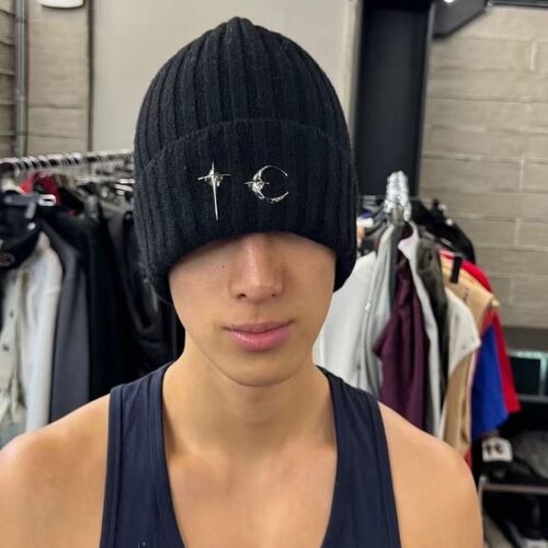 Thug club 25FW金属星月logo针织毛线帽子冷帽秋冬保暖套头帽男女