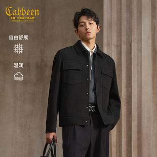 【棋盘格提花】卡宾高级感夹克男装2025秋季新款休闲翻领衬衣外套