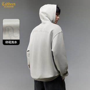 【印花水洗】卡宾重工复古长袖卫衣男装2025秋季新款连帽刺绣上衣