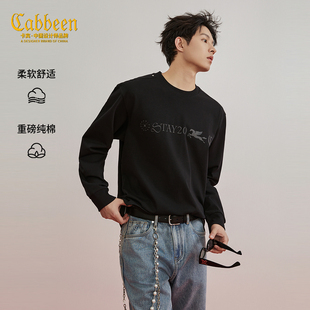 【翼启新元】卡宾印花设计套头上衣男装2026春季新款圆领长袖T恤