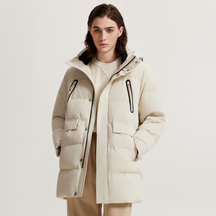 【商场同款】卡宾宽松保暖男装鸭绒羽绒大衣2024冬季新款连帽外套