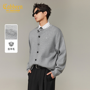 【柔软绵羊毛】卡宾毛衣开衫外套男装2025冬季新款休闲针织衫上衣
