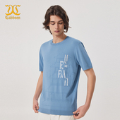 潮牌圆领半袖 上衣 T恤男装 夏时尚 国风提花 卡宾休闲短袖
