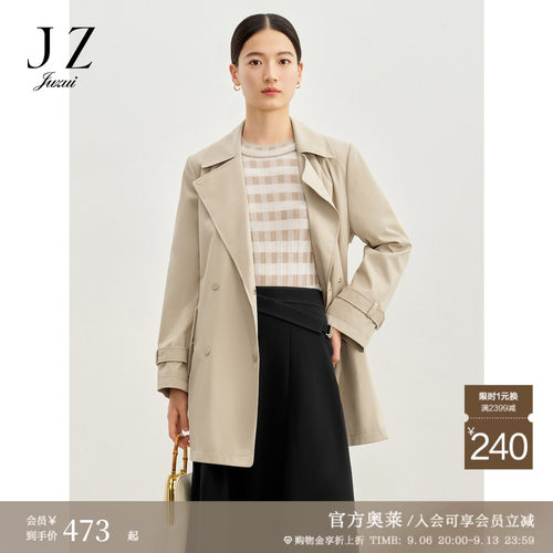 中长版型 系带收腰 经典双排扣 随附腰带