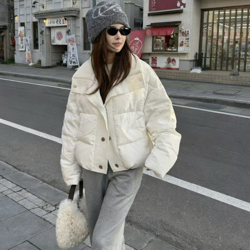 CICICOCO25冬欧洲站猫头鹰90白鹅绒女羽绒服 针织领拼接保暖外套