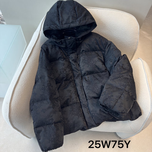 cicicoco欧洲站25冬装新连帽提花加厚90白鹅绒羽绒服女外套猫头鹰