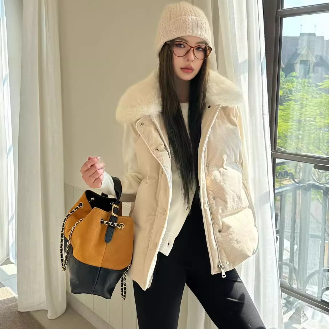 CICICOCO羊羔毛领洋气羽绒马甲女