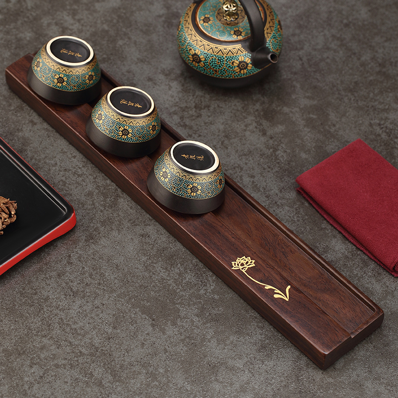 日式黑檀木茶杯收纳架功夫