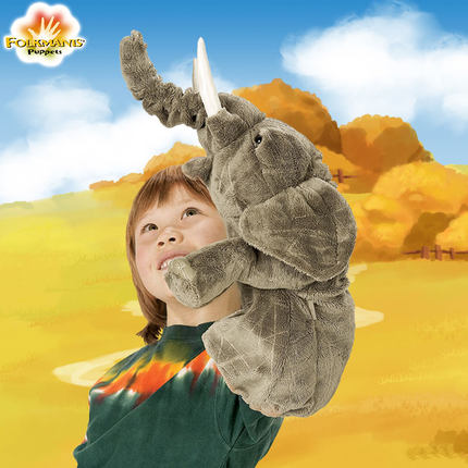 Folkmanis美国手偶毛绒玩具大象手套可手动讲故事早教生日礼物