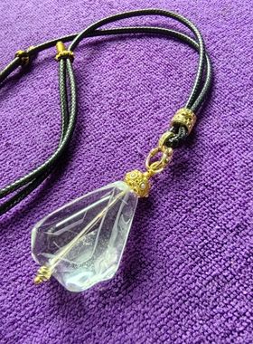 手工原创天然不规则大颗粒白色水晶项链毛衣链锁骨链颈链