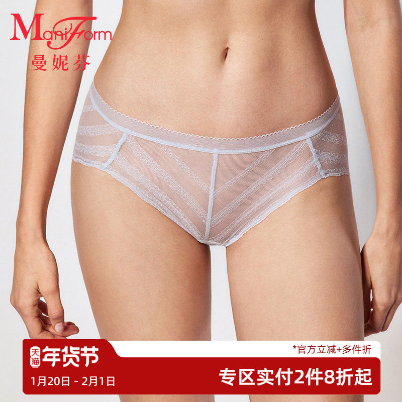 曼妮芬女生舒适中低腰三角裤性感蕾丝内裤女底裤纯棉全棉底裆短裤,女士内衣/男士内衣/家居服,女三角裤,淘宝优惠券,粉丝福利购,淘宝优惠卷