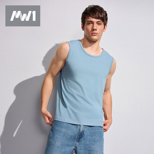 曼妮芬男士舒适无痕背心凉感可外穿内衣无袖衣运动健身打底衫夏款