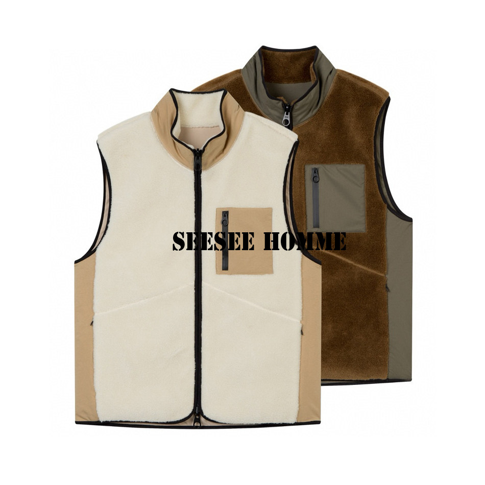 当季主打羊羔毛拼接立体解构高性能纤维双面穿男冬立领皮毛马甲BG,男装,常规马甲,淘宝优惠券,粉丝福利购,淘宝优惠卷