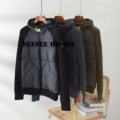 贸易正品PJS男羽绒服短款拼接