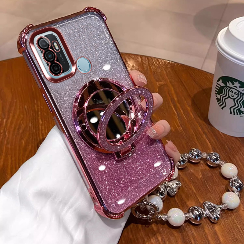 oppoA32手机壳oppoa32保护套PDVM00镜子支架0pa防摔A32新款软壳女