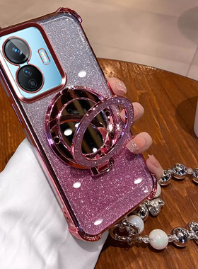 适用RealmeC55手机壳realme真我c55硅胶保护套镜子支架真我RMX3710防摔外壳女款