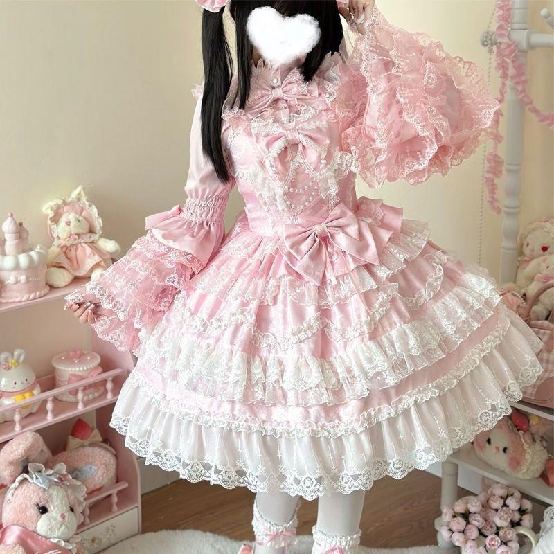 韩菇凉~原创设计Lolita洋装华丽花嫁jsk吊带连衣裙女