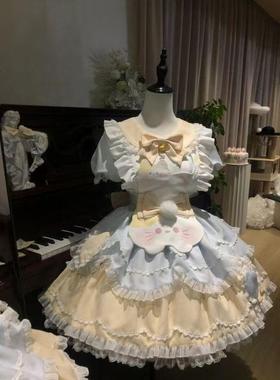 甜茶少女lolita甜茶喵可爱小猫洛丽塔op连衣裙女甜美清新日常