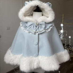 【猫耳斗篷】秋冬可爱Lolita毛呢斗篷披肩外套甜美2025新保暖毛绒