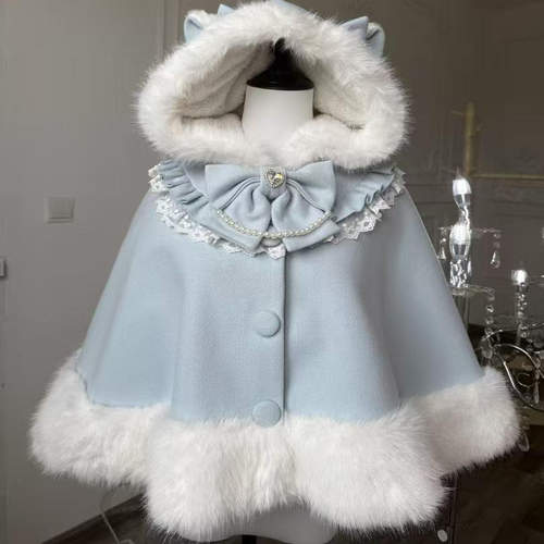 【猫耳斗篷】秋冬可爱Lolita毛呢斗篷披肩外套甜美2025新保暖毛绒