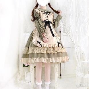 欧培拉 长袖OP蕾丝Lolita围裙日常洋装日系软妹洛丽塔少女连衣裙