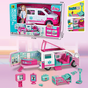 娃娃过家家玩具模型救护车学校巴士校车手推仿真娃娃车辆益智礼物