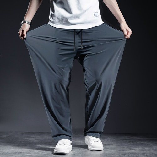运动裤男冰丝加肥胖子休闲