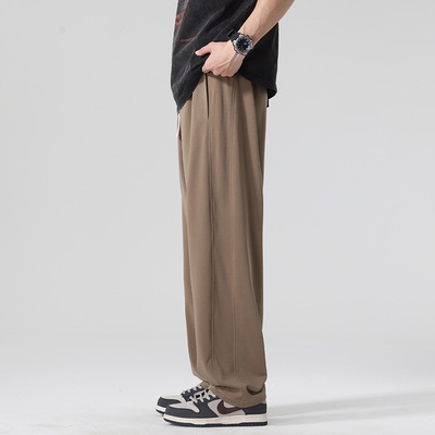 美式垂感休闲裤男春夏宽松弯刀裤