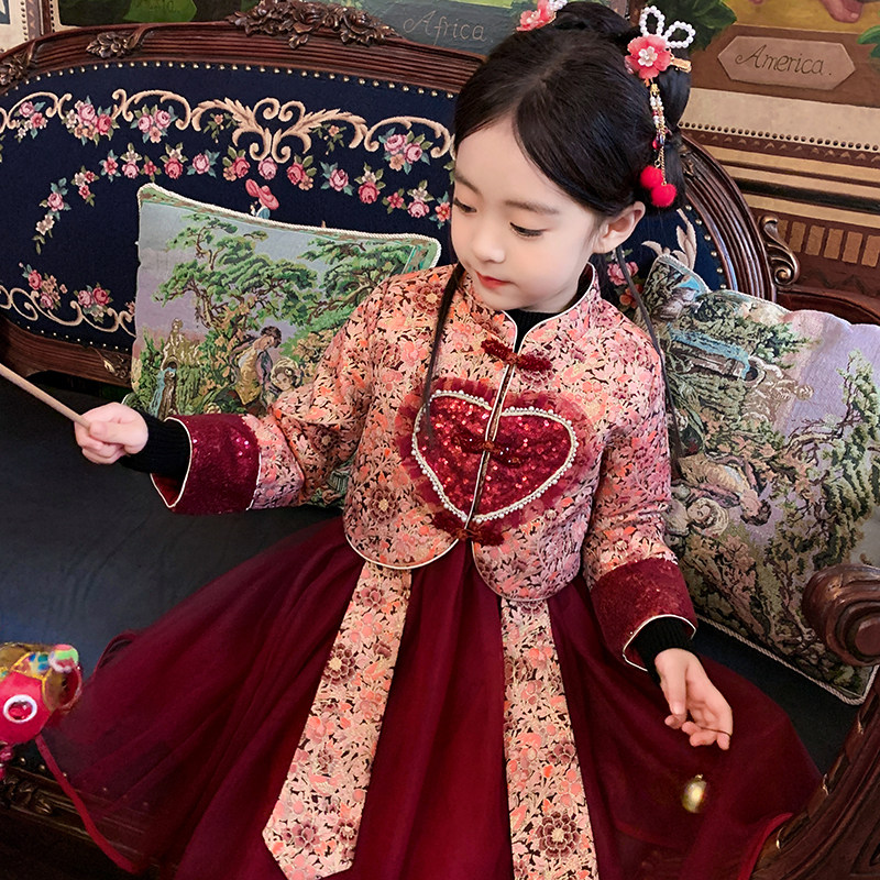 女童汉服中国风新年装女孩拜年服冬装2025新款洋气儿童网纱公主裙,童装/婴儿装/亲子装,汉服,淘宝优惠券,粉丝福利购,淘宝优惠卷