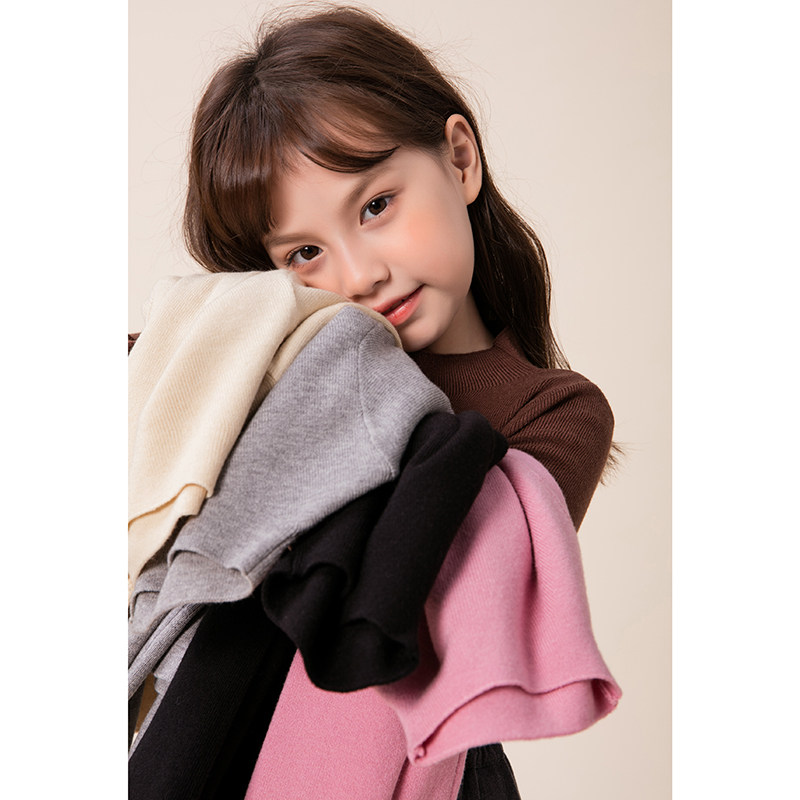 女童毛衣秋季薄款洋气儿童韩版纯色打底衫2023新款小女孩针织上衣