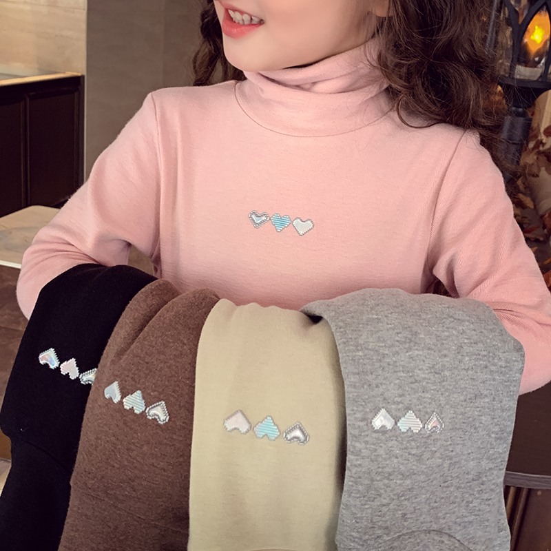 女童秋冬羊绒高领长袖打底衫