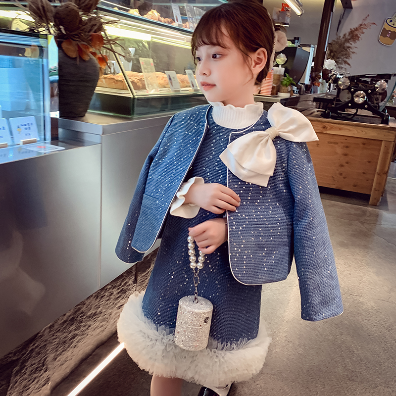 女童小香风套装裙冬装2023新款洋气儿童时尚网红小女孩背心裙套装