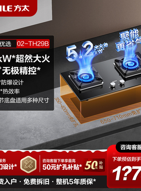 方太02-TH29B燃气灶煤气灶台双灶嵌入式家用天然气液化气台式官方